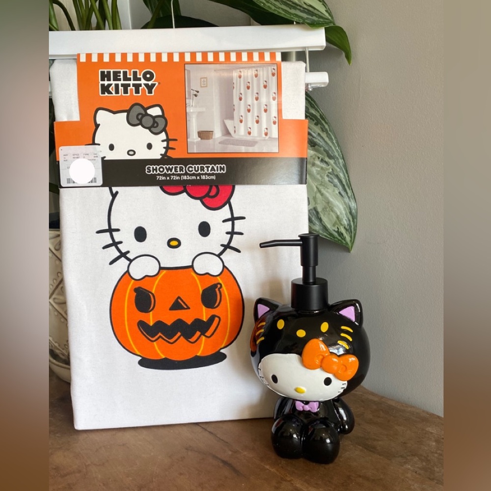 Hello Kitty Pumpkin Shower Curtain Halloween